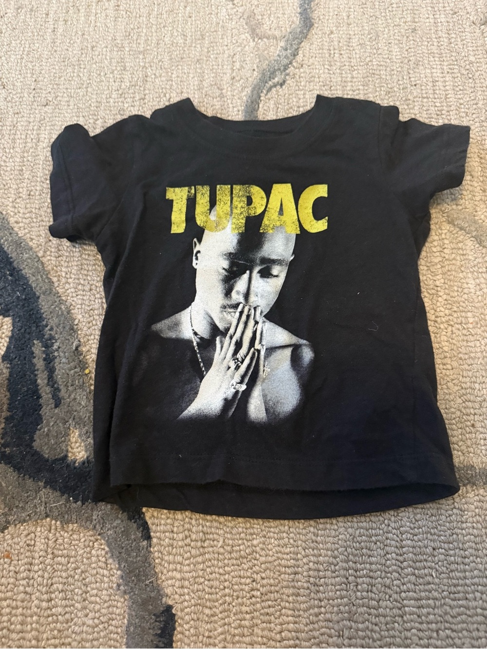 Kids Black Graphic Tee with Yellow Print